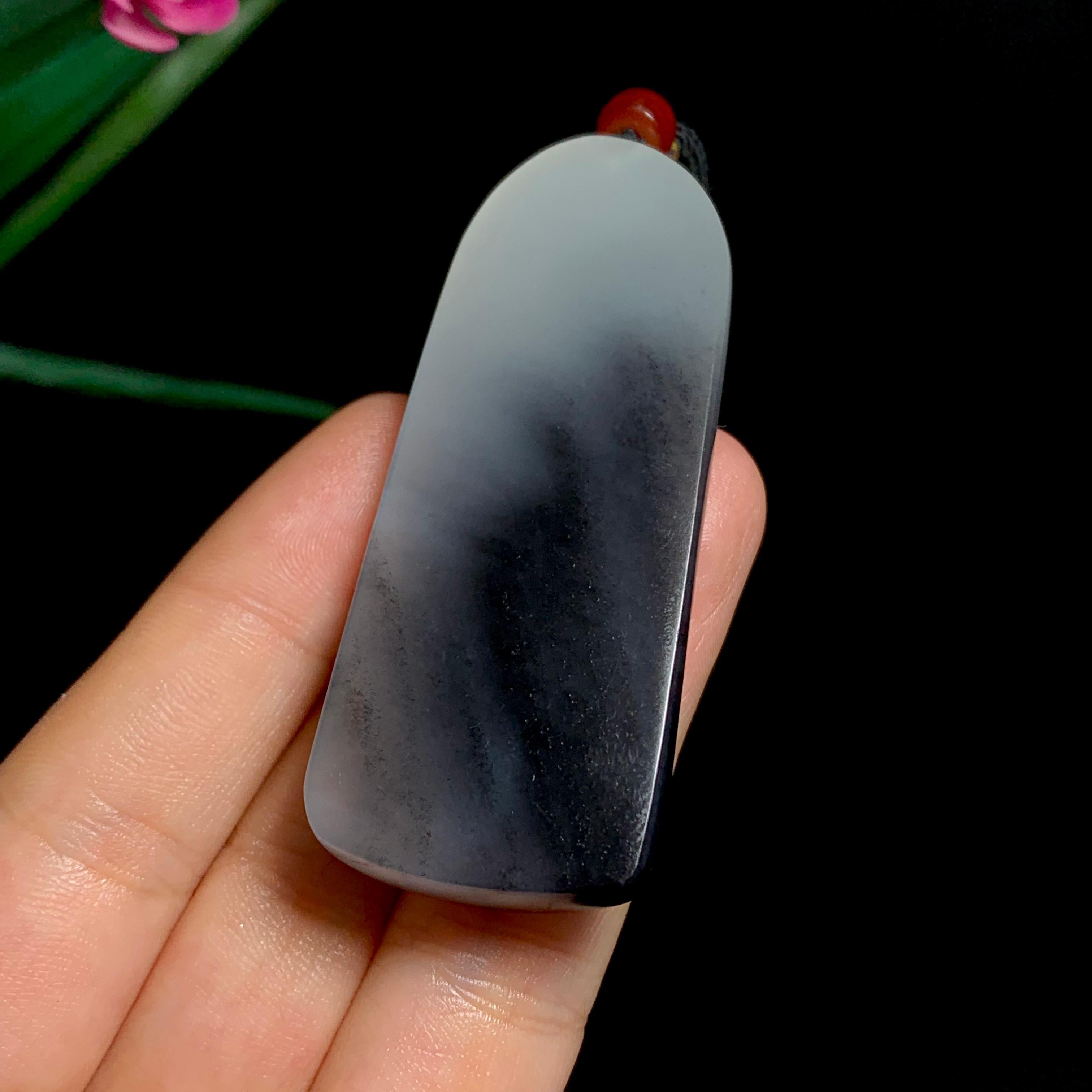 收藏级和田籽料青花山水牌（35.4g）