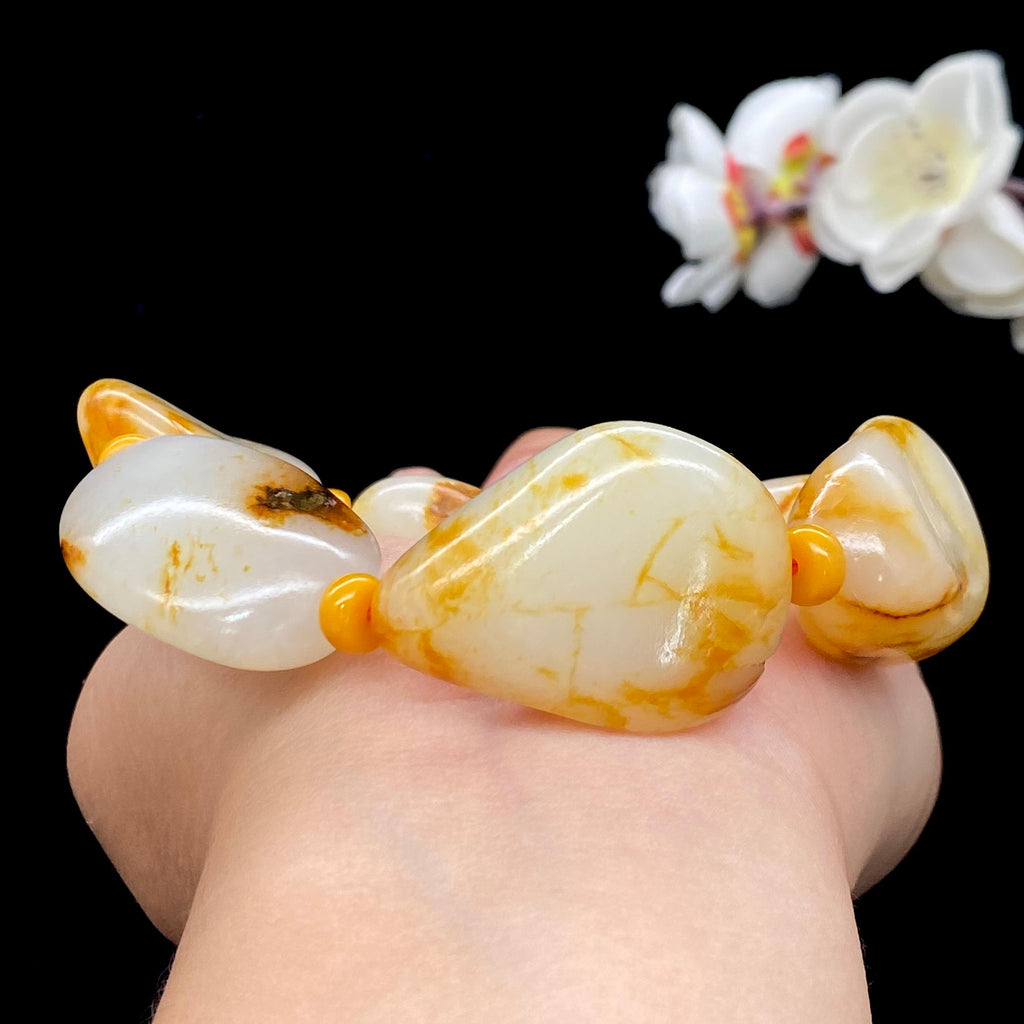和田玉洒金皮籽料【精品手串】（113.1g）