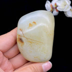 和田玉洒金皮青花底籽料手把件（230.3g）