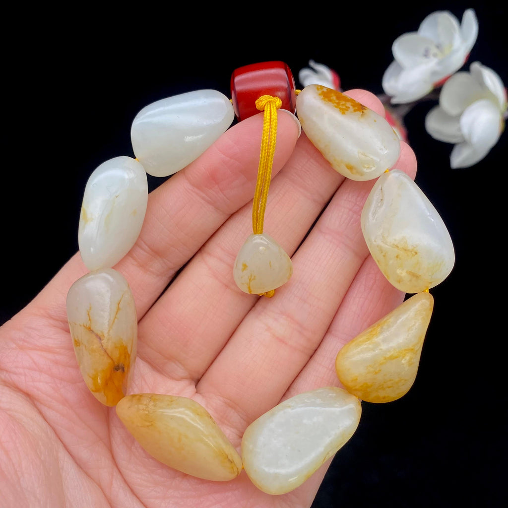 和田玉洒金皮籽料【精品手串】（45.8g）