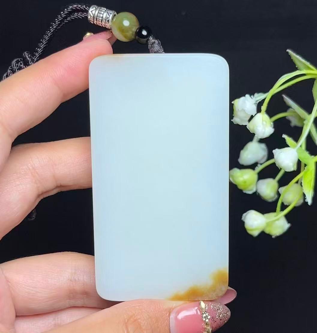 和田玉天地糖平安无事牌（85.2g）