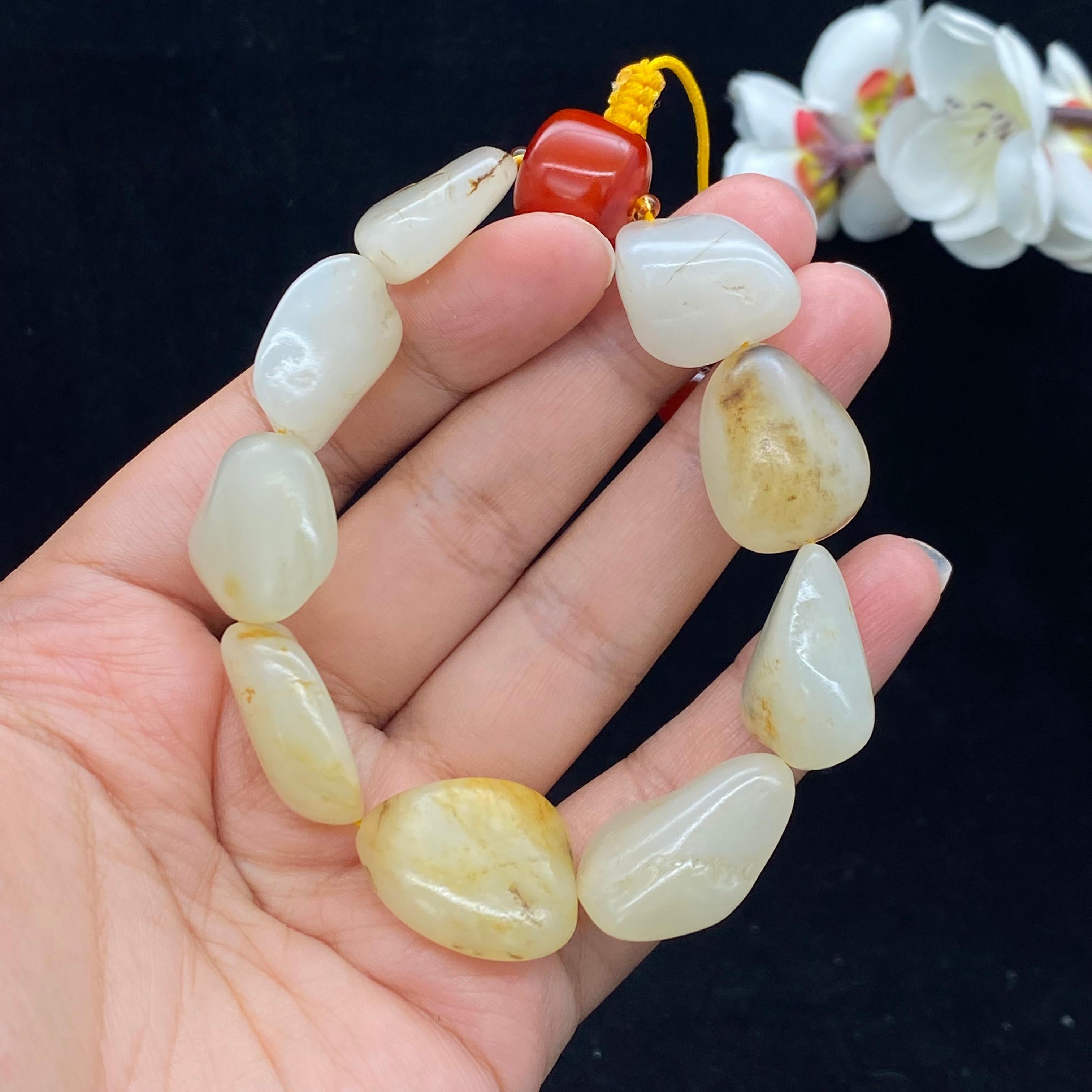 和田玉洒金皮籽料【精品手串】（53.3g）