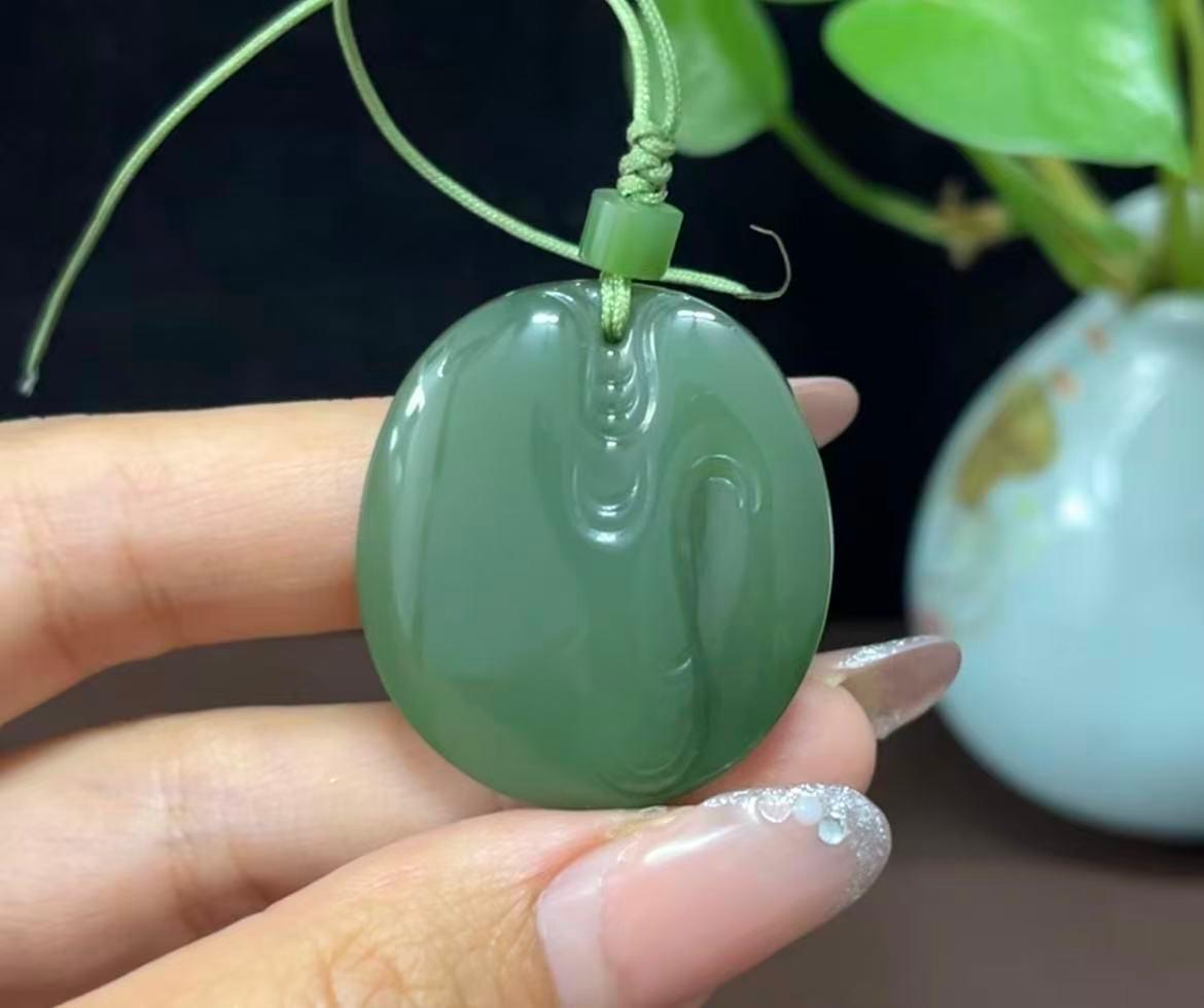 和田玉碧玉粉青双色悟道（18.3g）