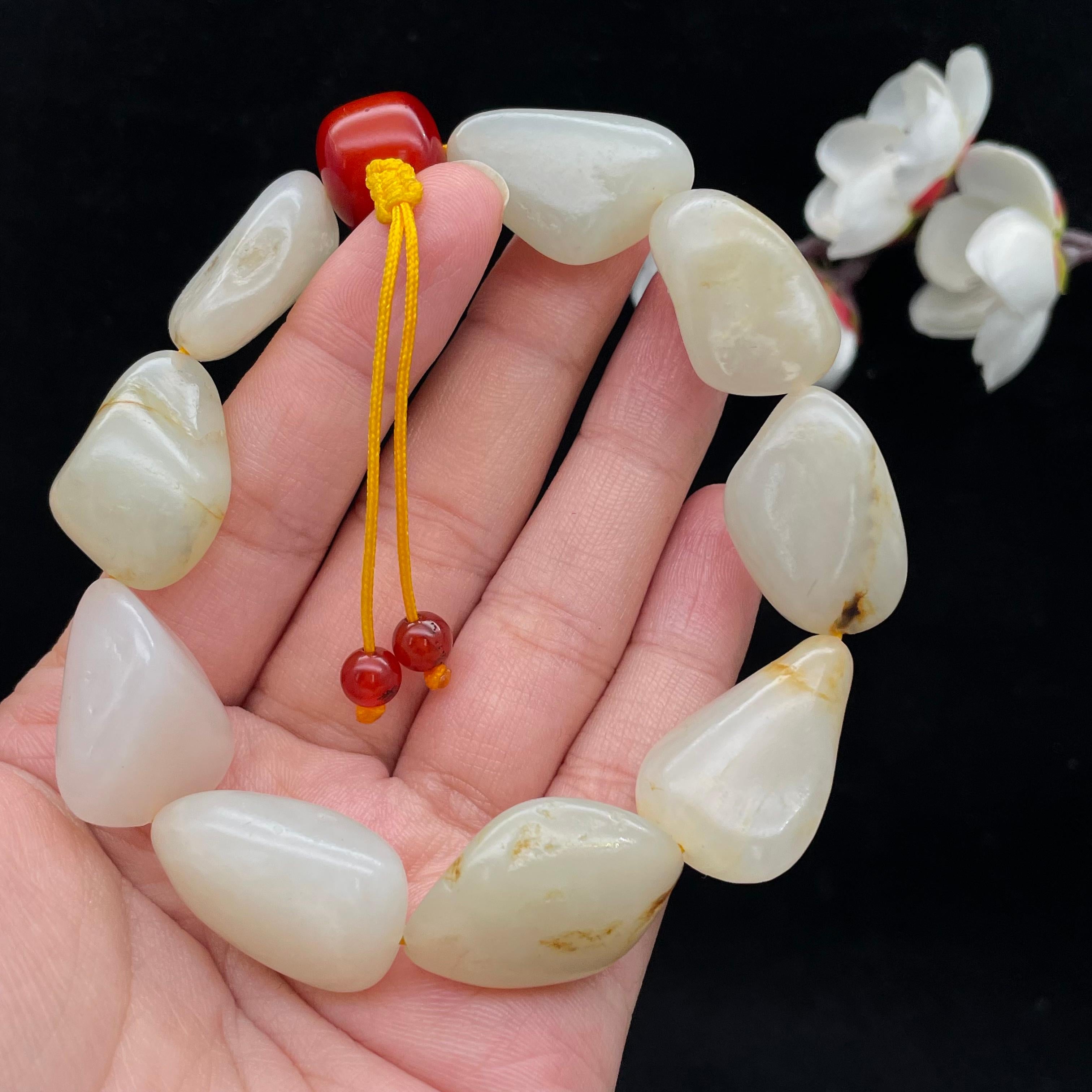 和田玉白玉籽料【精品手串】（68.8g）