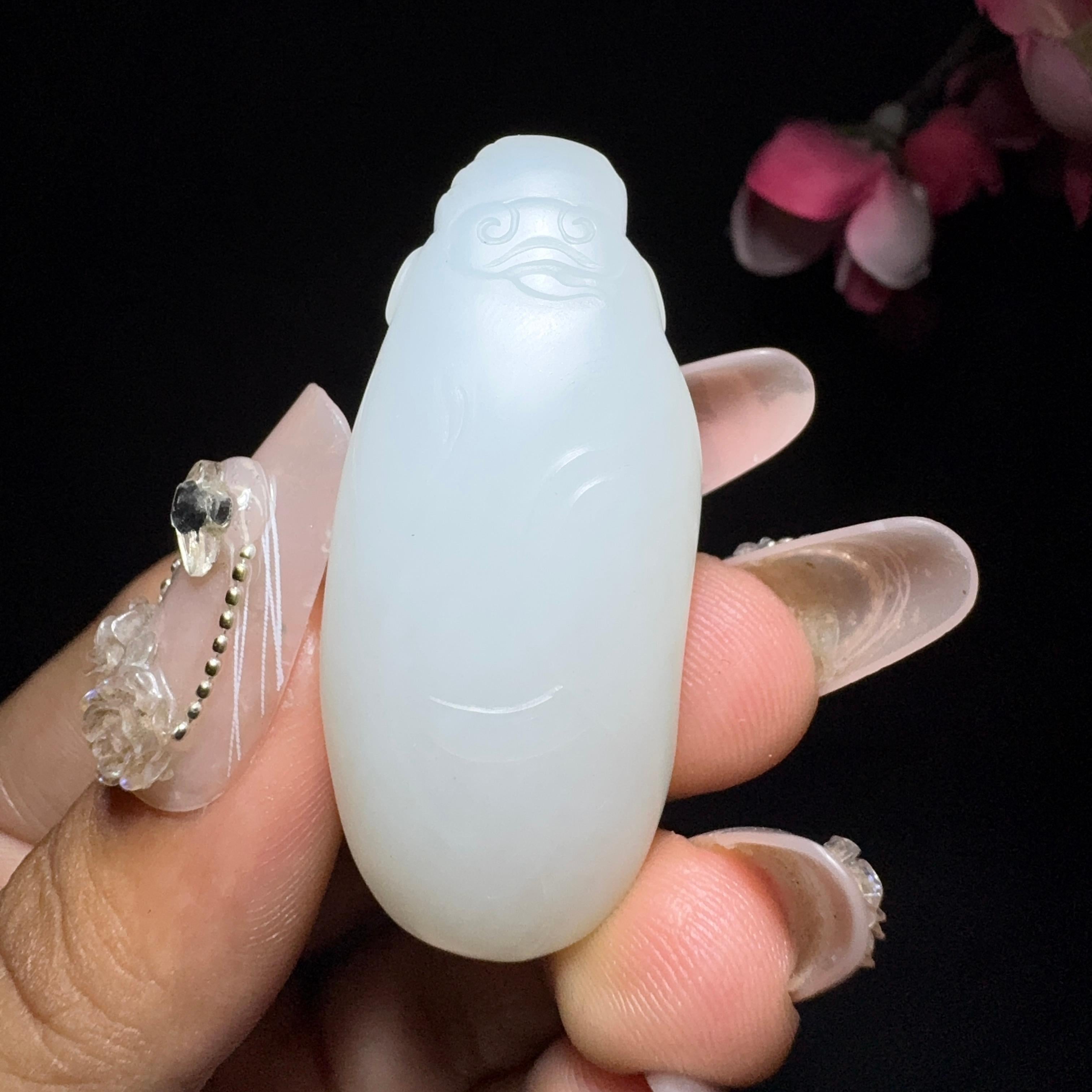 和田玉籽料挂件财神（19.9g）