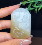 和田玉糖白羊脂玉下山虎山水牌（49.1g）