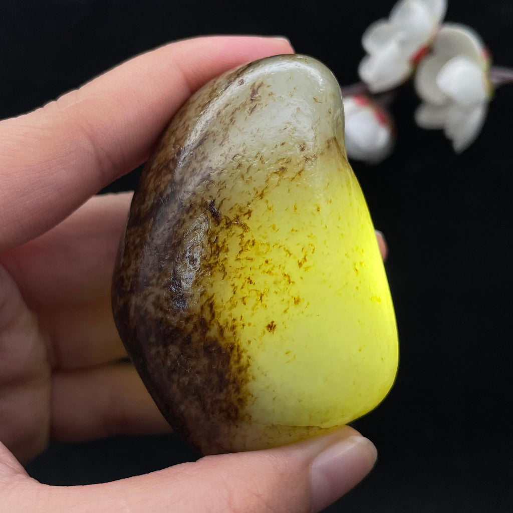 和田玉秋梨皮籽料手把件（124.7g）
