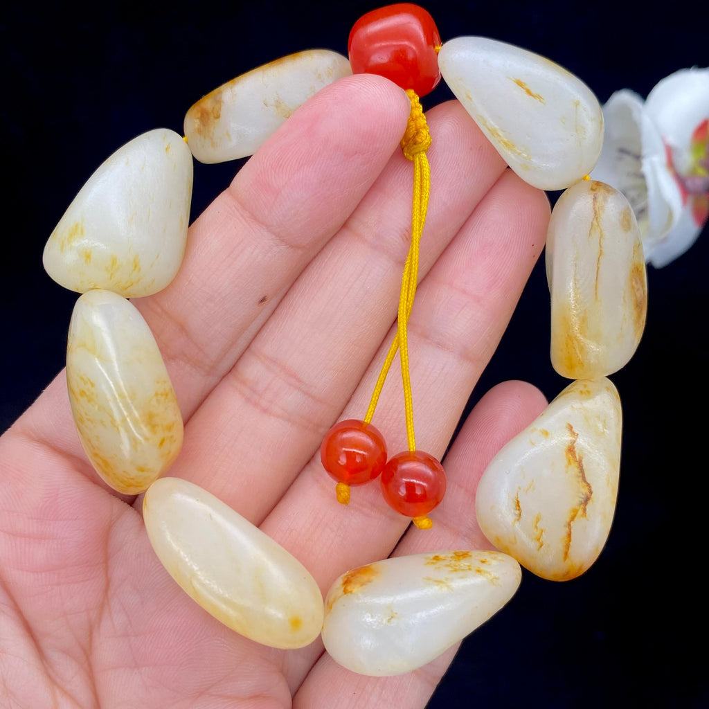 和田玉洒金皮【精品手串】（59.2g）