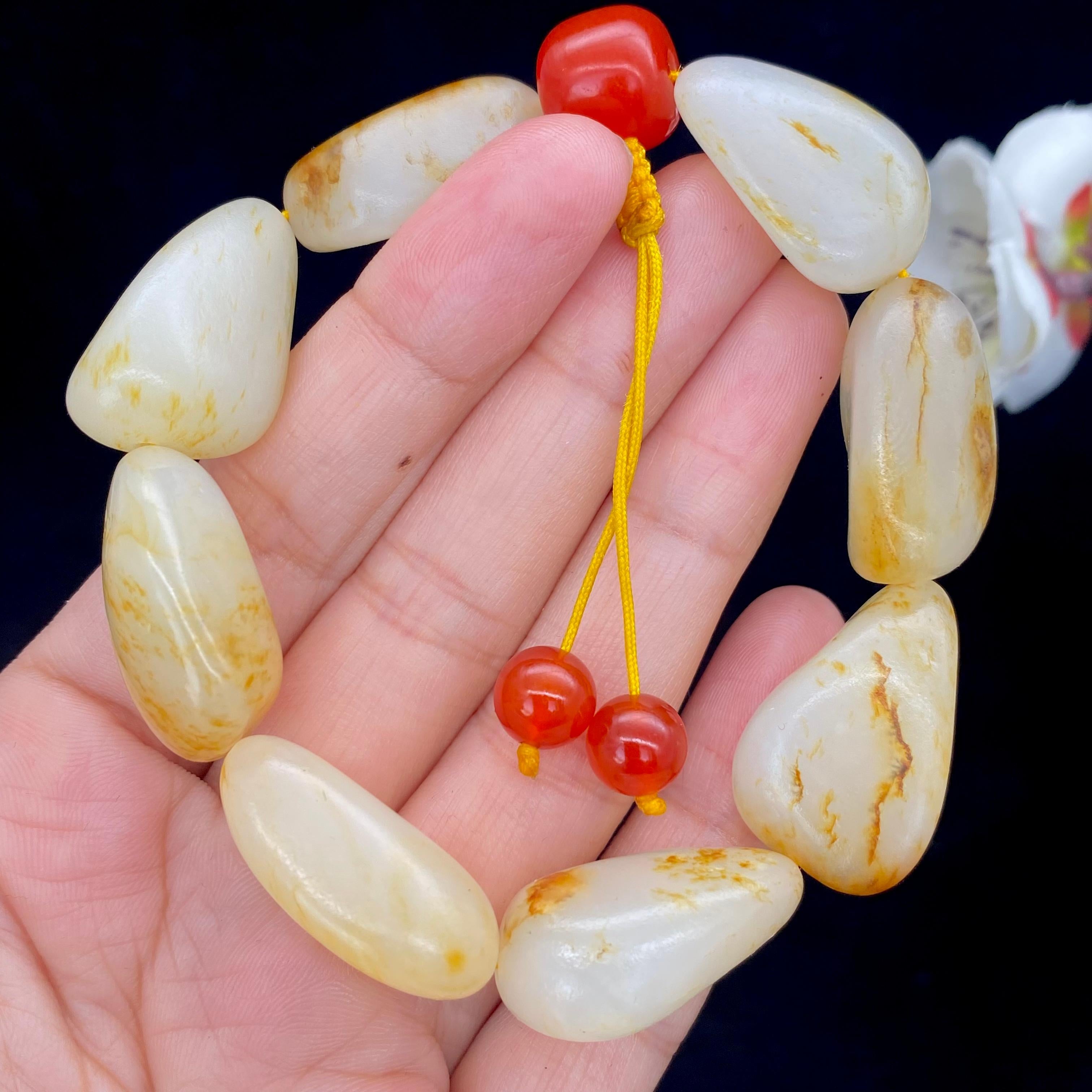 和田玉洒金皮【精品手串】（59.2g）
