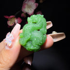 和田玉碧玉挂件麒麟（14.0g）