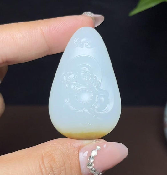 和田玉糖白羊脂玉佛公（29.6g）