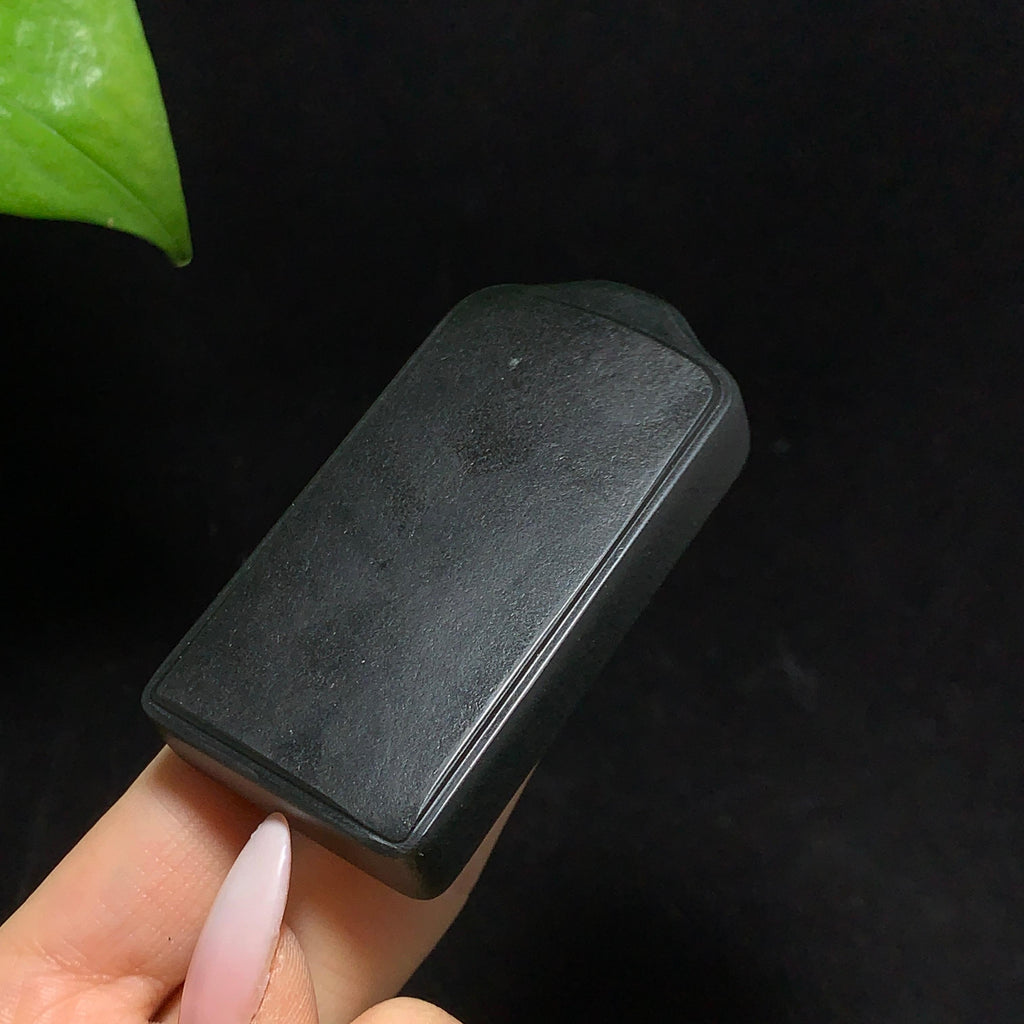 和田籽料黑青无事牌挂件（83.5g）