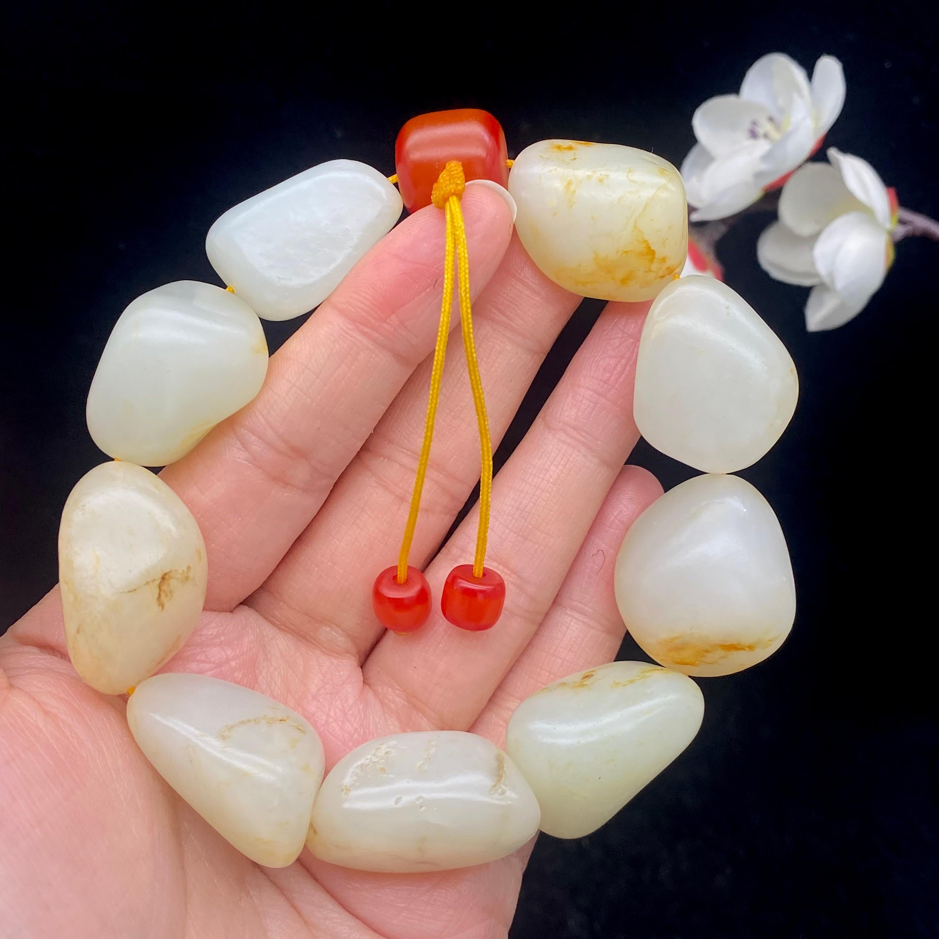 和田玉洒金皮籽料【精品手串】（117.9g）