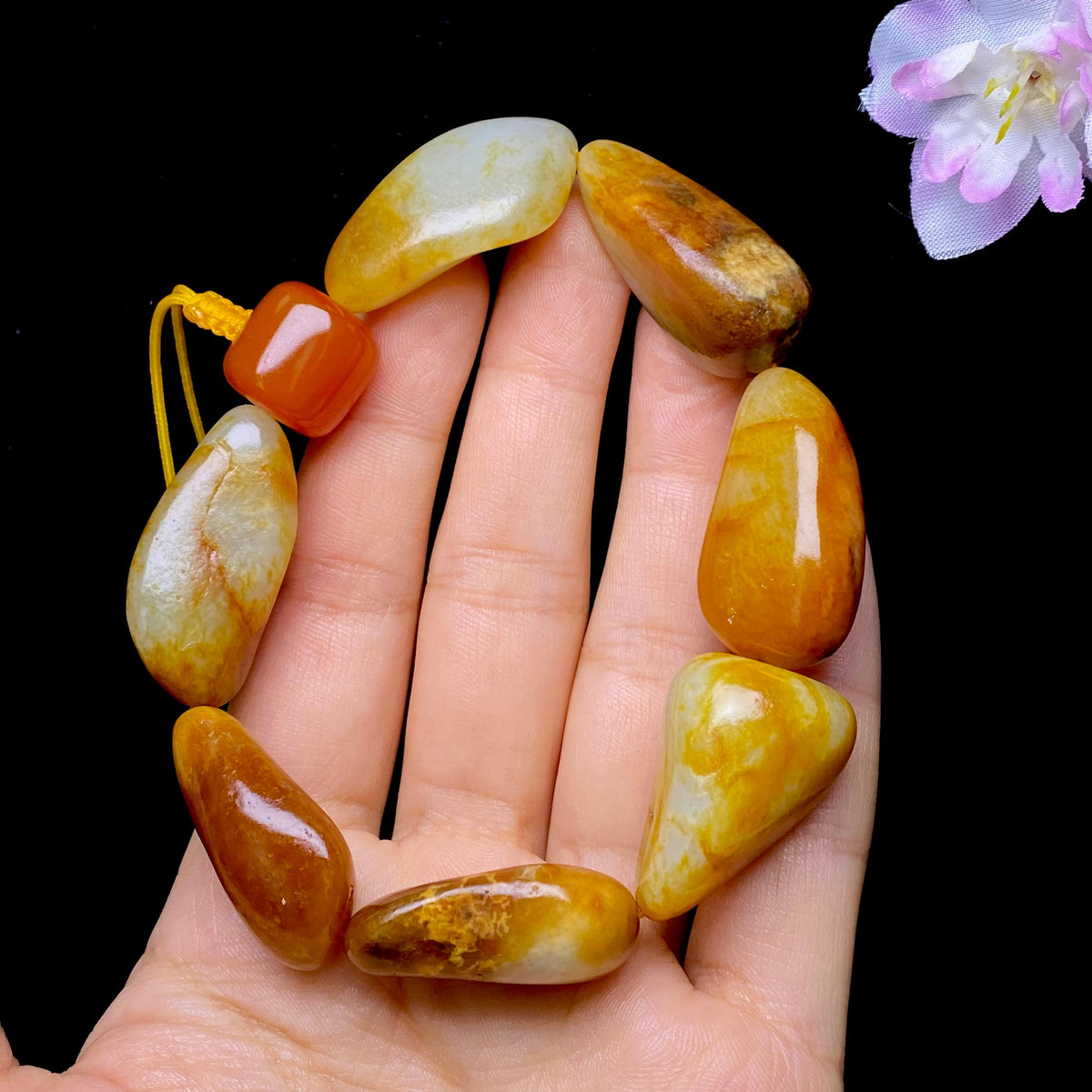 和田玉黄皮籽料手串（80g）