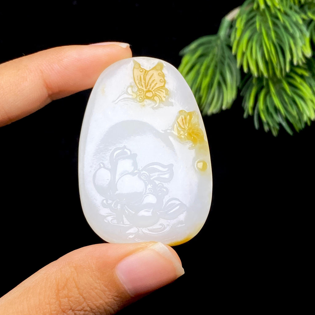 和田玉糖白蝶恋花（28.2g）