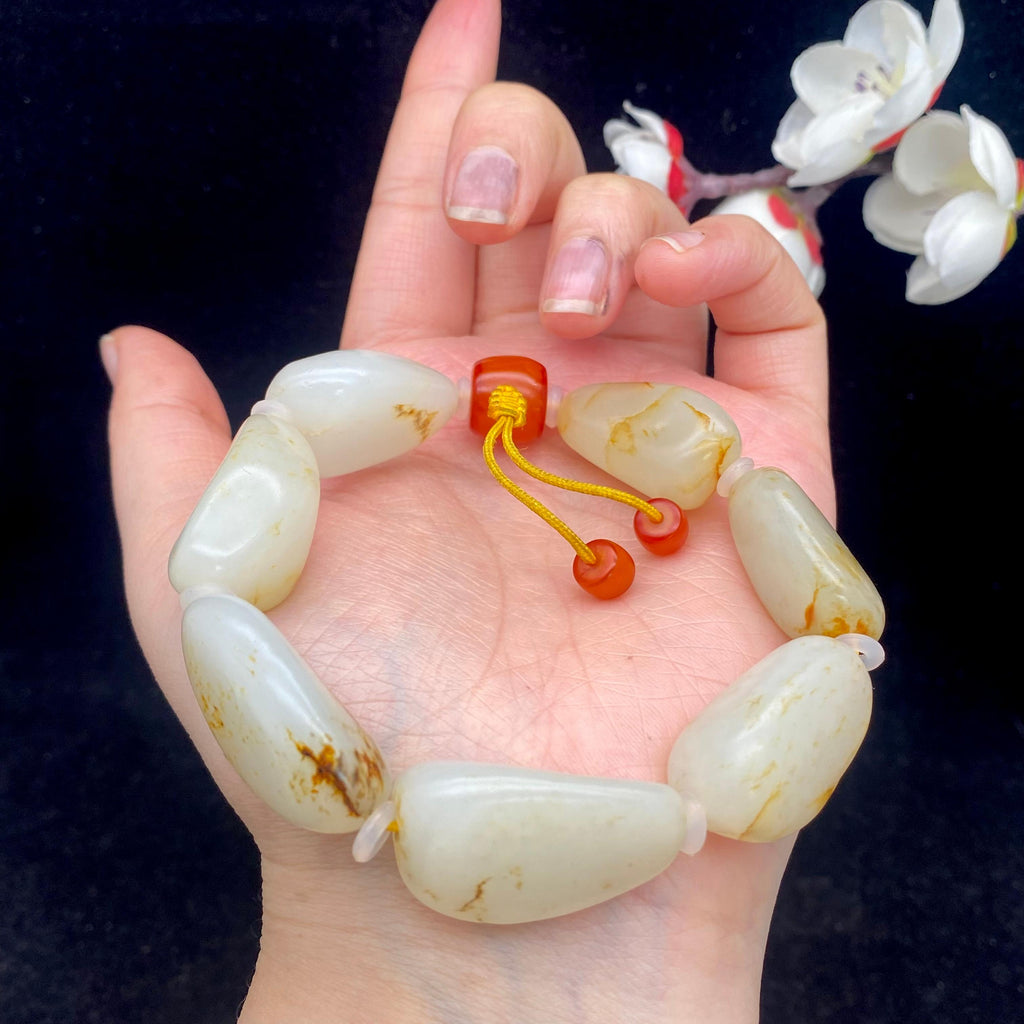 和田玉洒金皮籽料【精品手串】（71.2g）