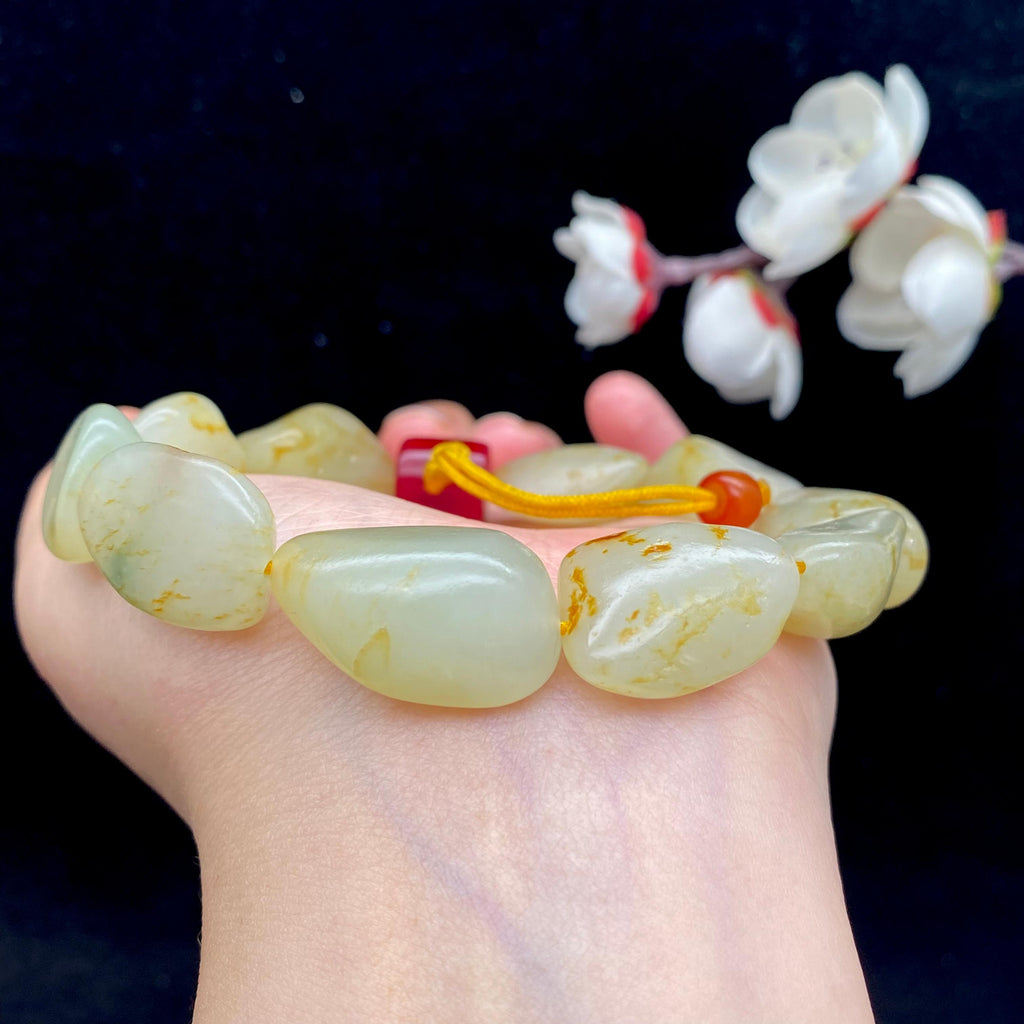 和田玉洒金皮籽料【精品手串】（56.2g）