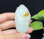 新疆和田玉且末糖羊脂玉财神（69.4g）