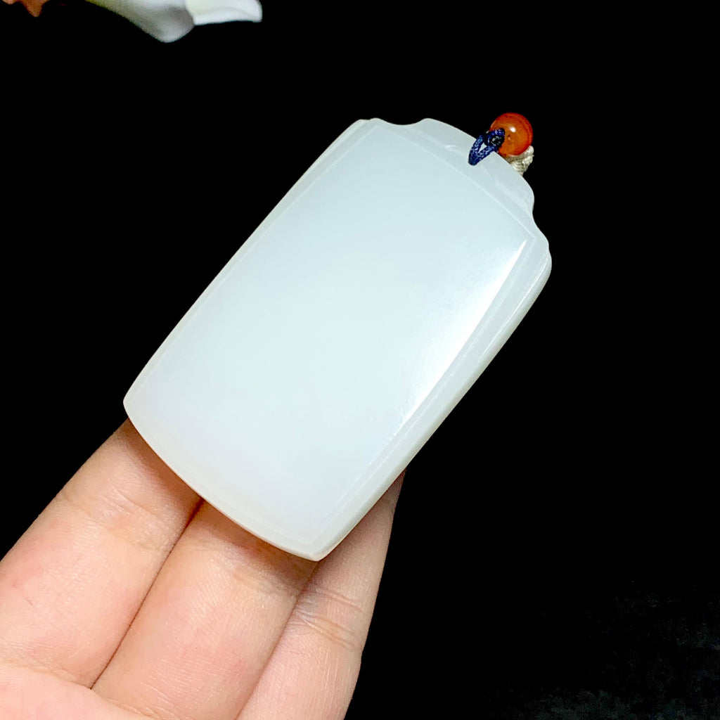高品质和田羊脂白玉无事牌（60.6g）