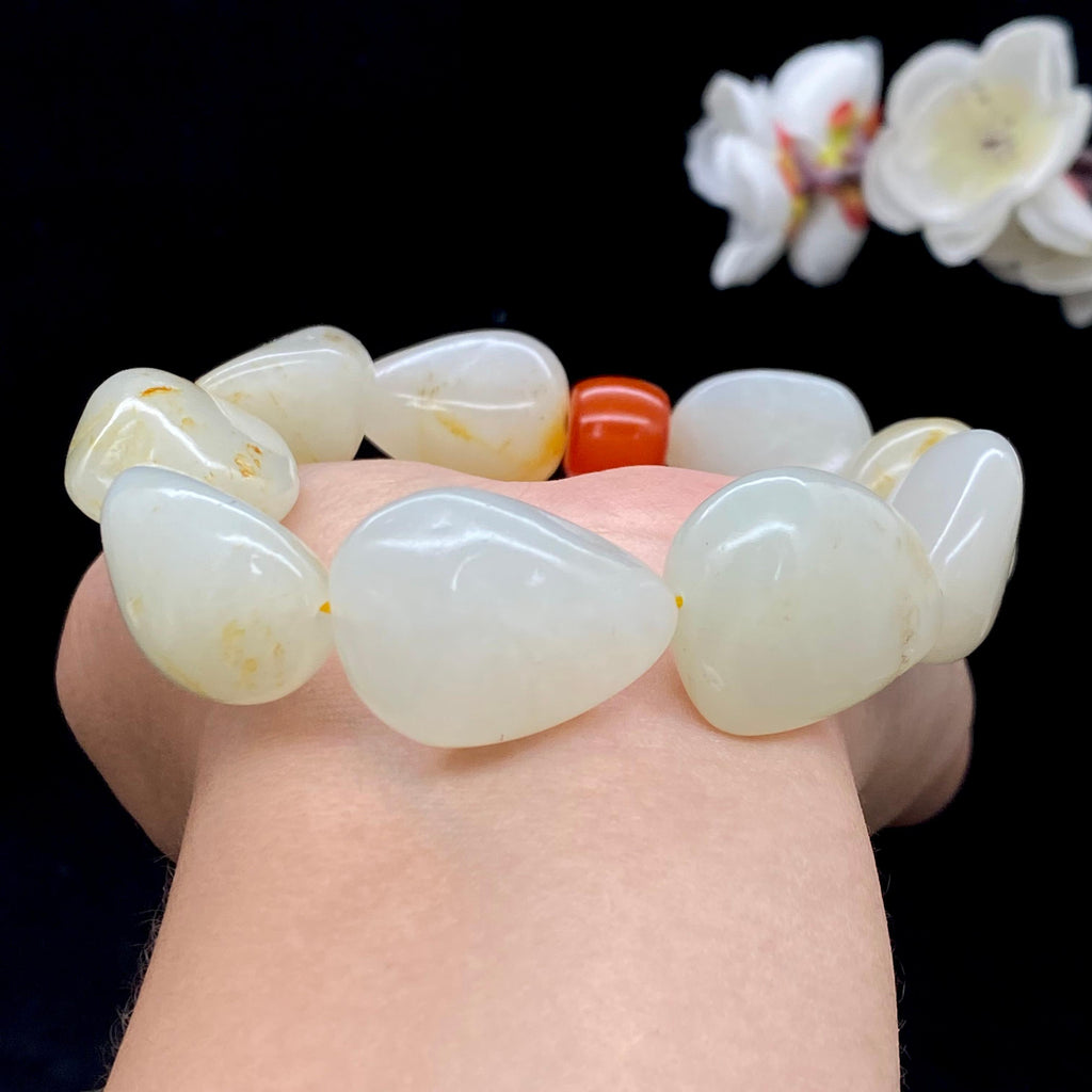 和田玉洒金皮籽料【精品手串】（88.8g）