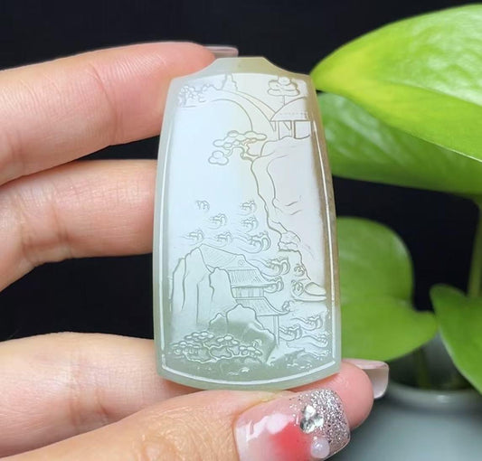 和田玉特色三色料山水牌（25.2g）