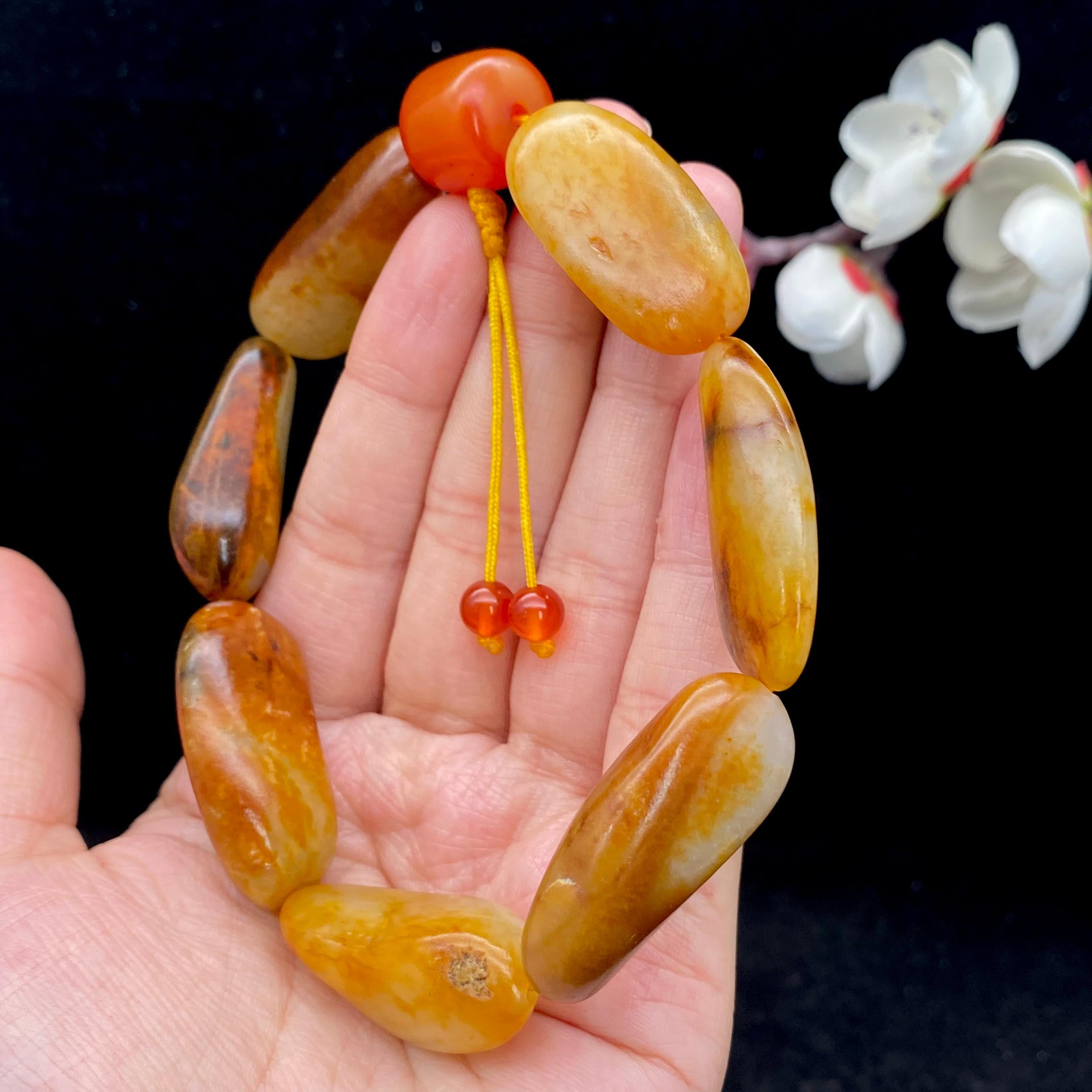 和田玉聚红皮籽料【精品手串】（83.1g）