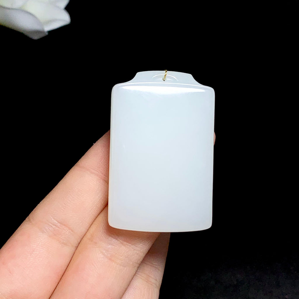 和田羊脂白玉无事牌挂件（34.0g）