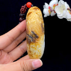 和田玉黄沁皮荔枝肉籽料【手把件】（290.6g）