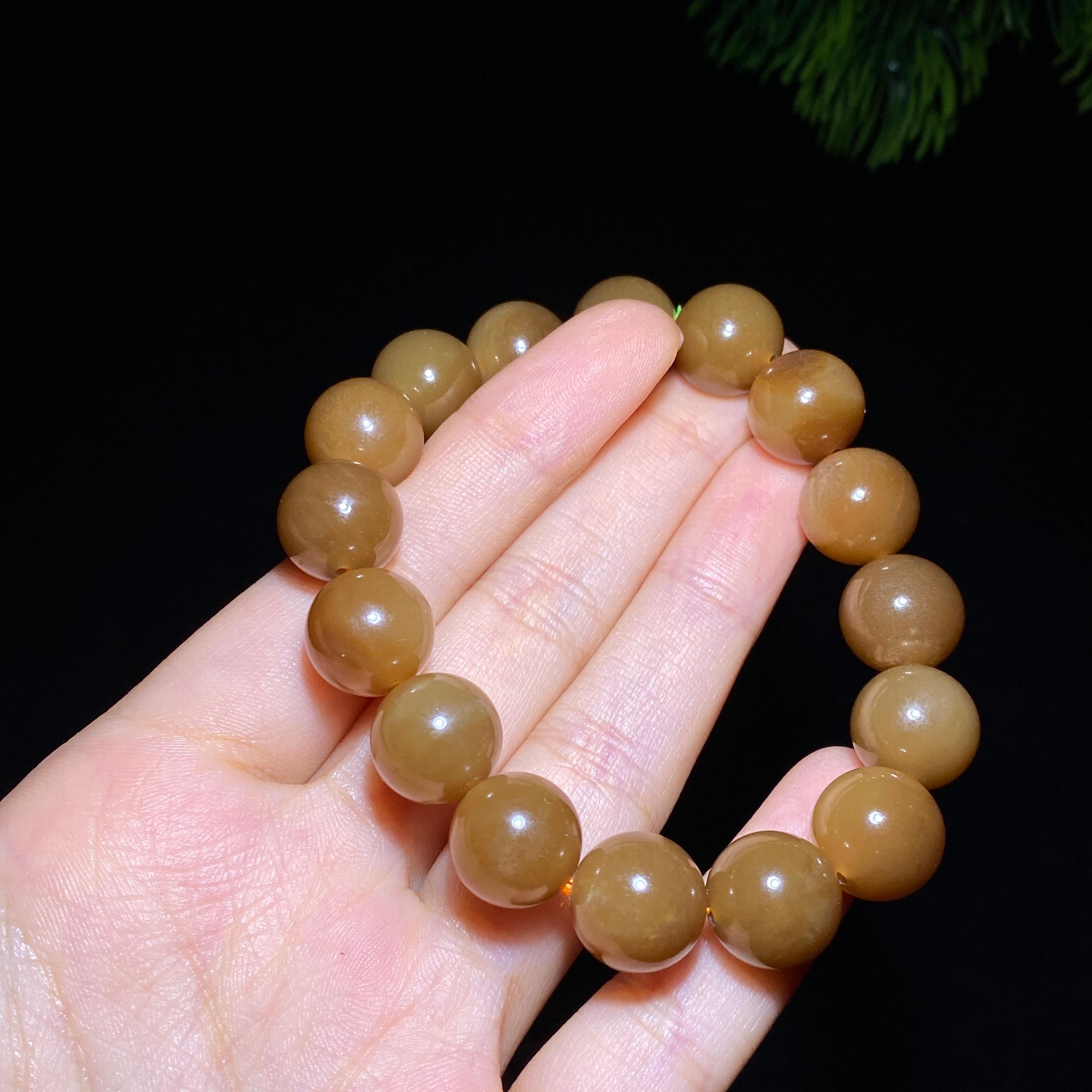 和田玉全糖圆珠手串（42.3g）