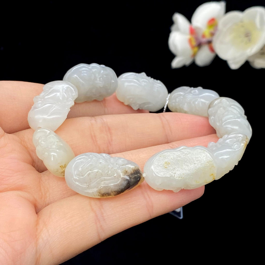 和田玉-秋梨皮籽料【罗汉】手串T2607133002（50.0g）