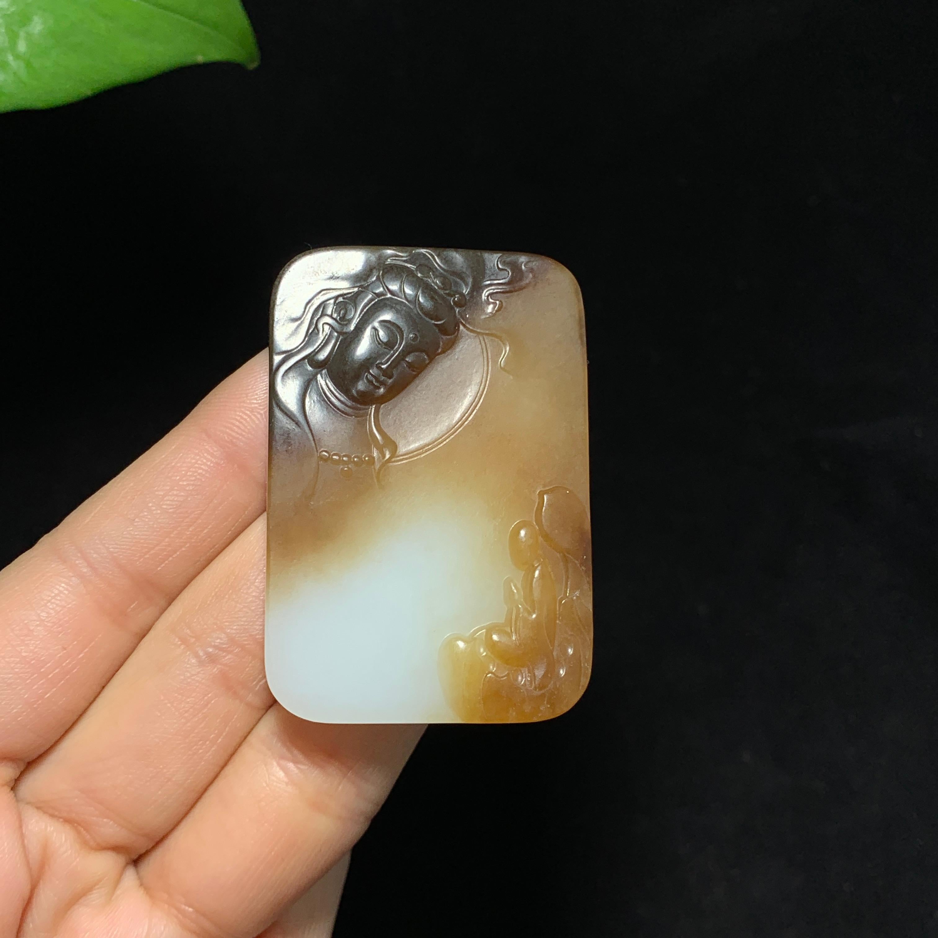 高品质新疆且末糖白玉观心悟道挂件（57.0g）