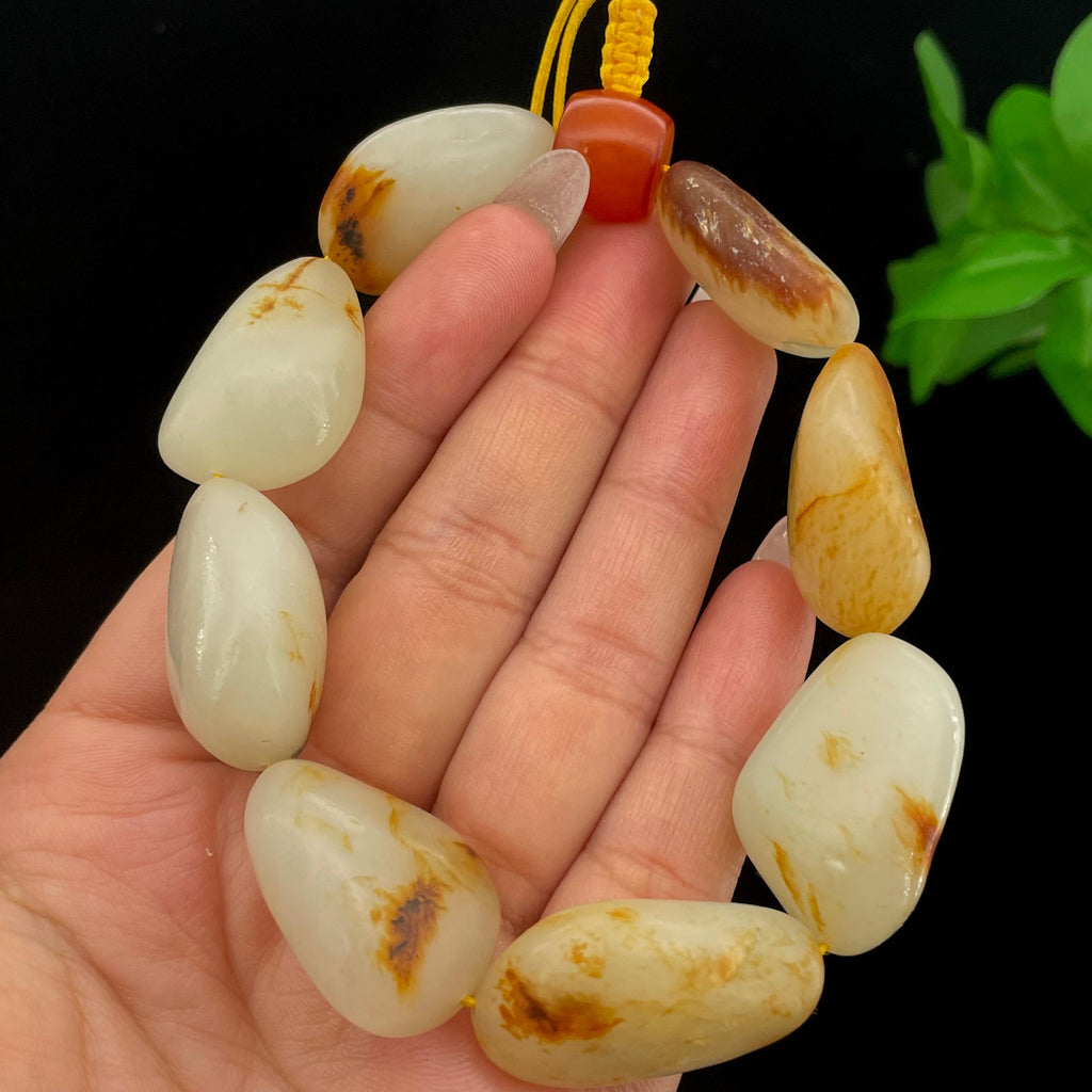 和田玉黄皮籽料【精品手串】（74.4g）