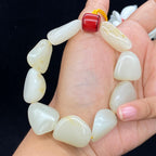 和田玉白玉带洒金皮籽料【精品手串】（77.3g）