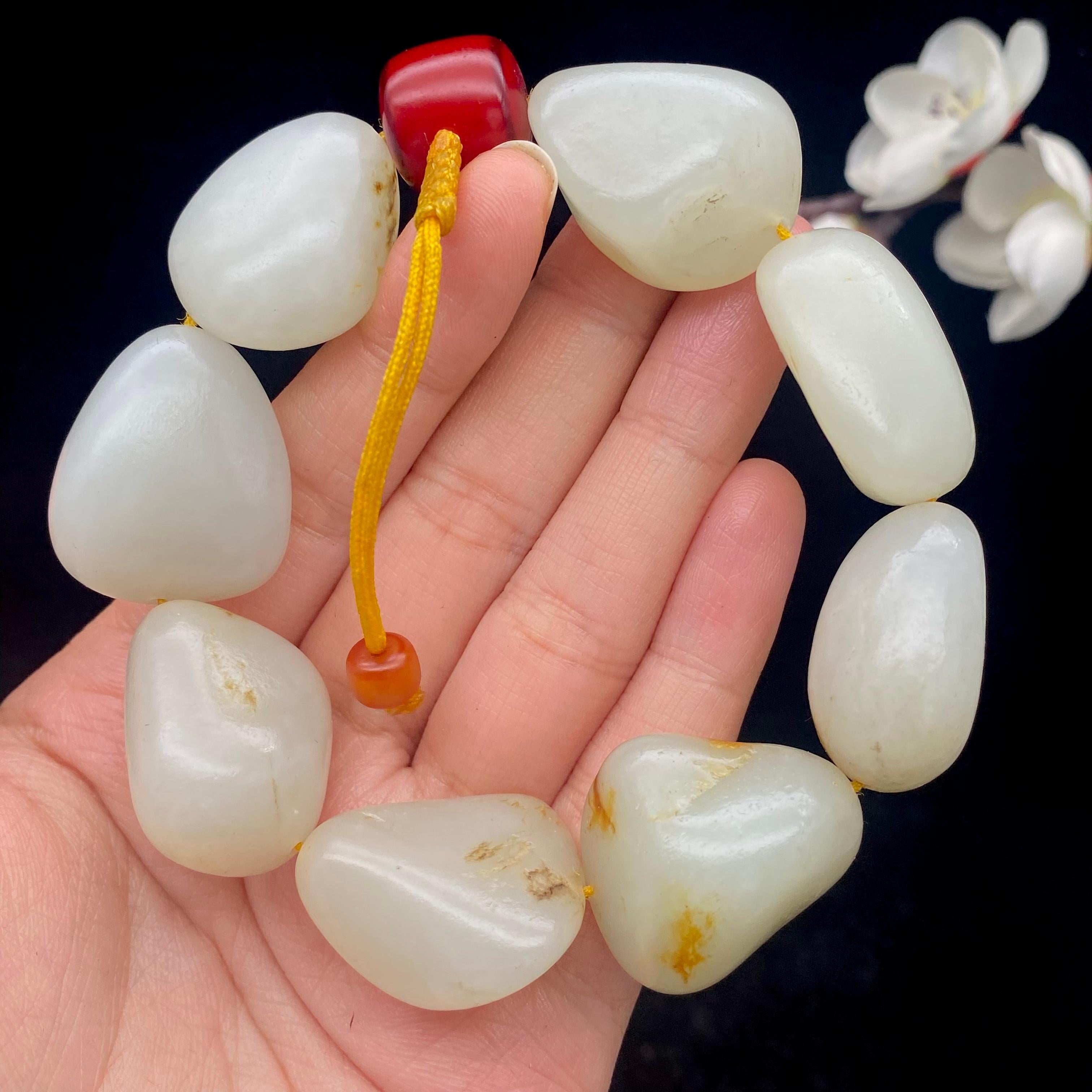 和田玉黄皮籽料【精品手串】（104.6g）