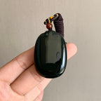 和田玉黑青平安无事牌（30.3g）