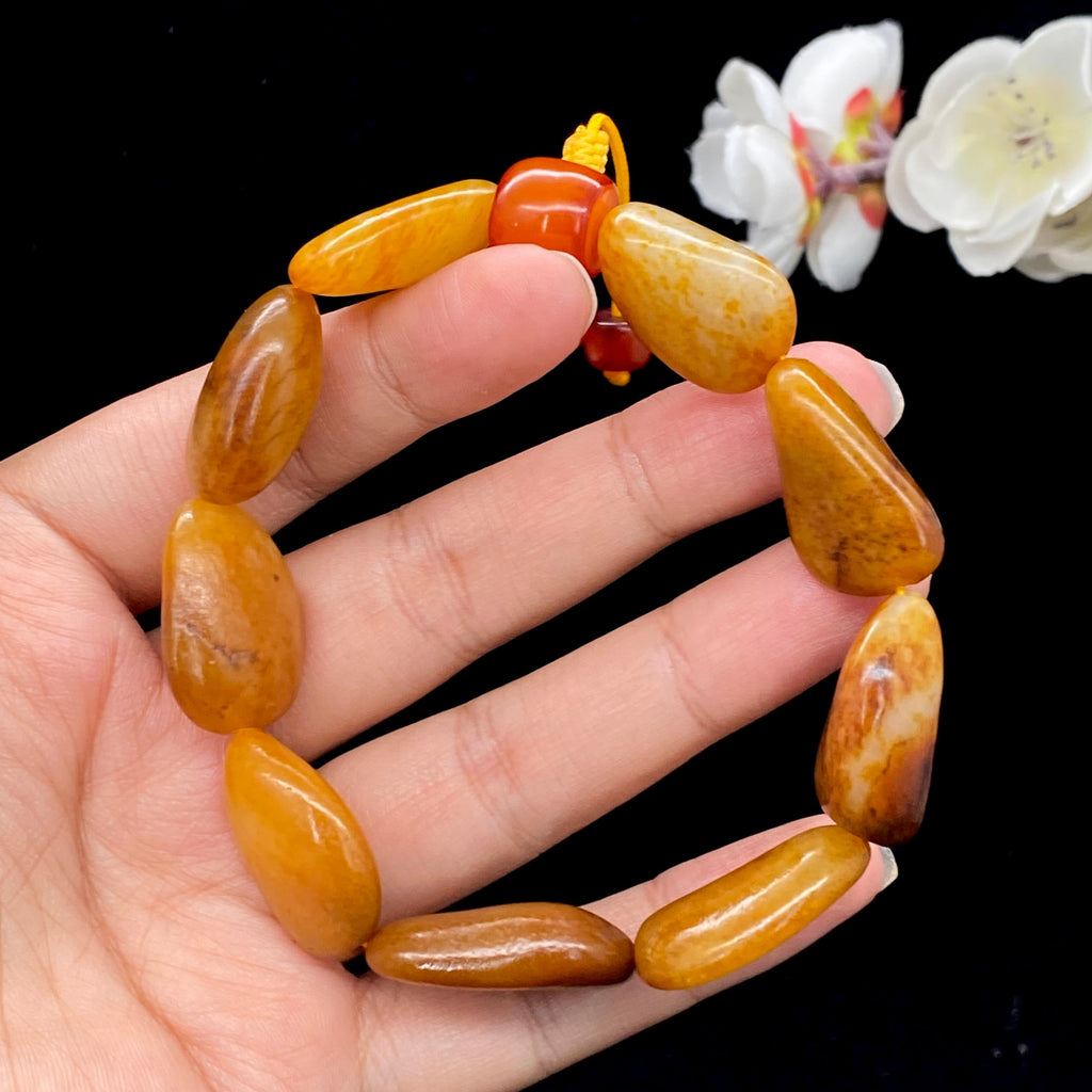 和田玉黄沁皮籽料【精品手串】（50.3g）