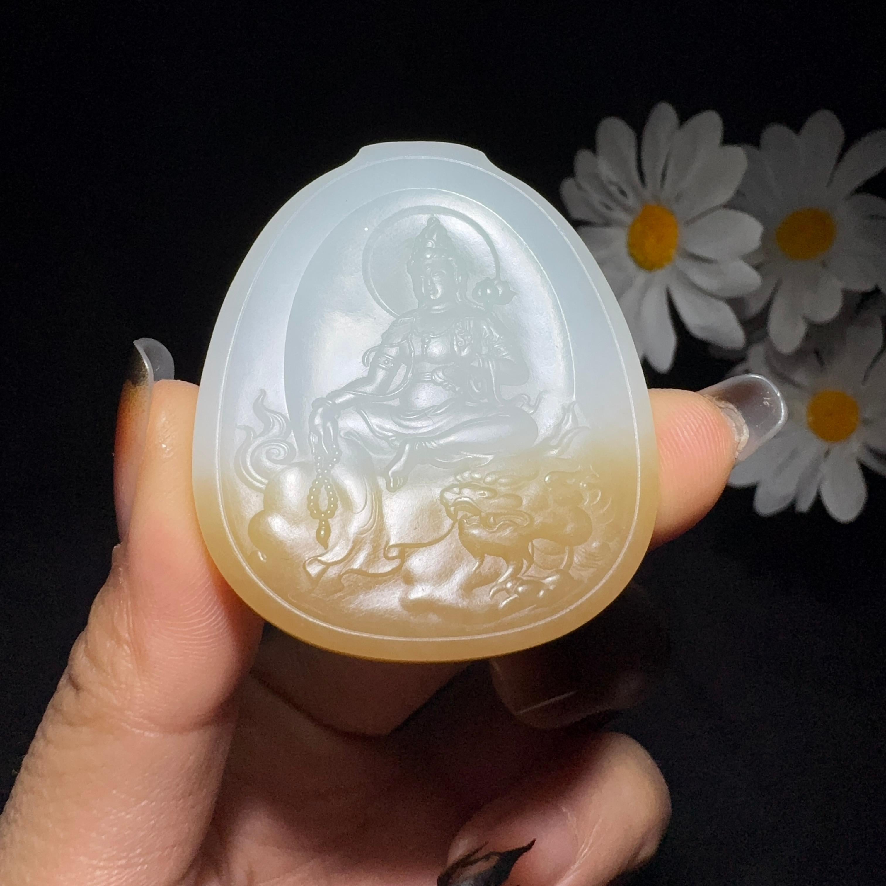 和田玉糖白玉文殊菩萨（31.8g）