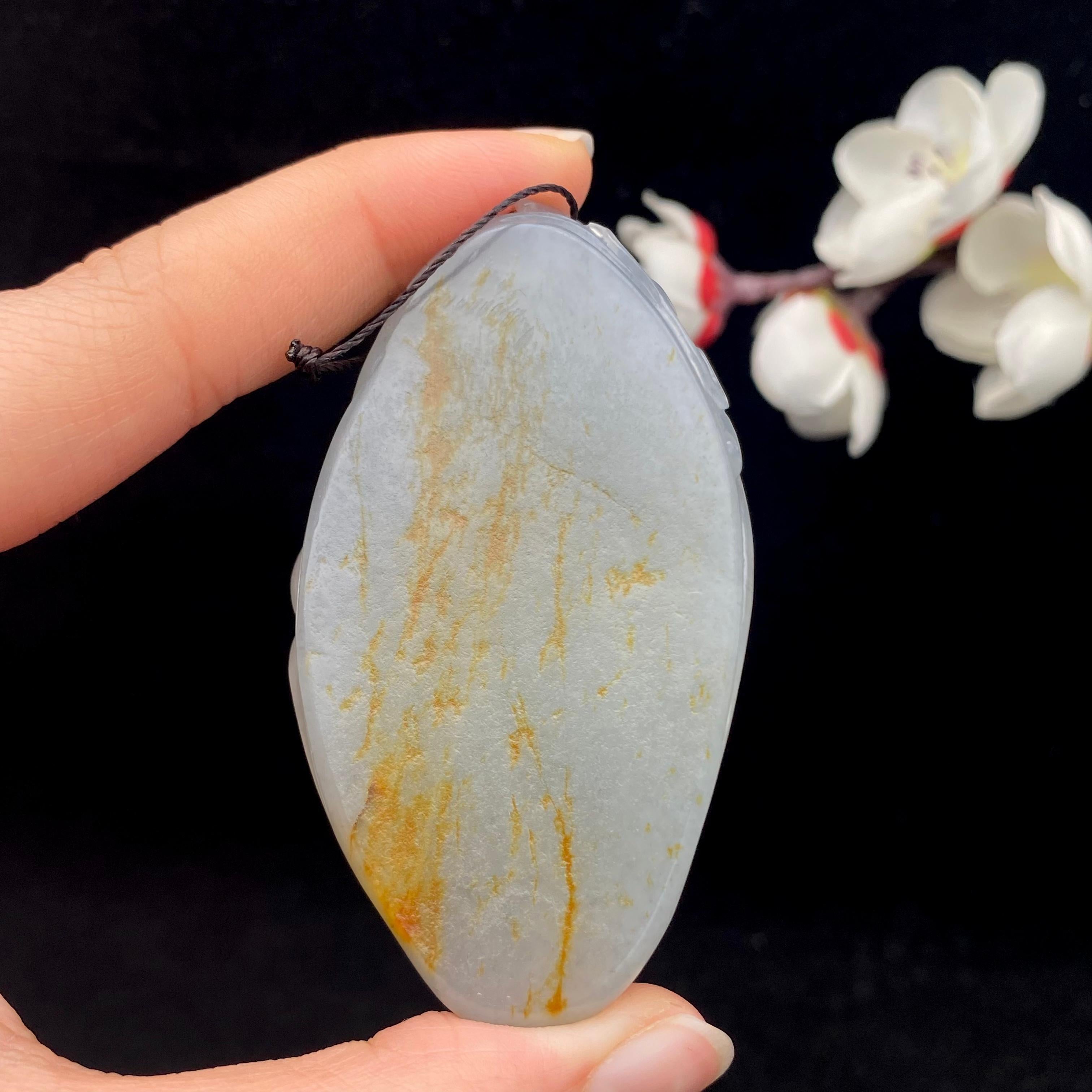 和田玉青花籽料【龙】挂件（58.7g） – 厚德载玉