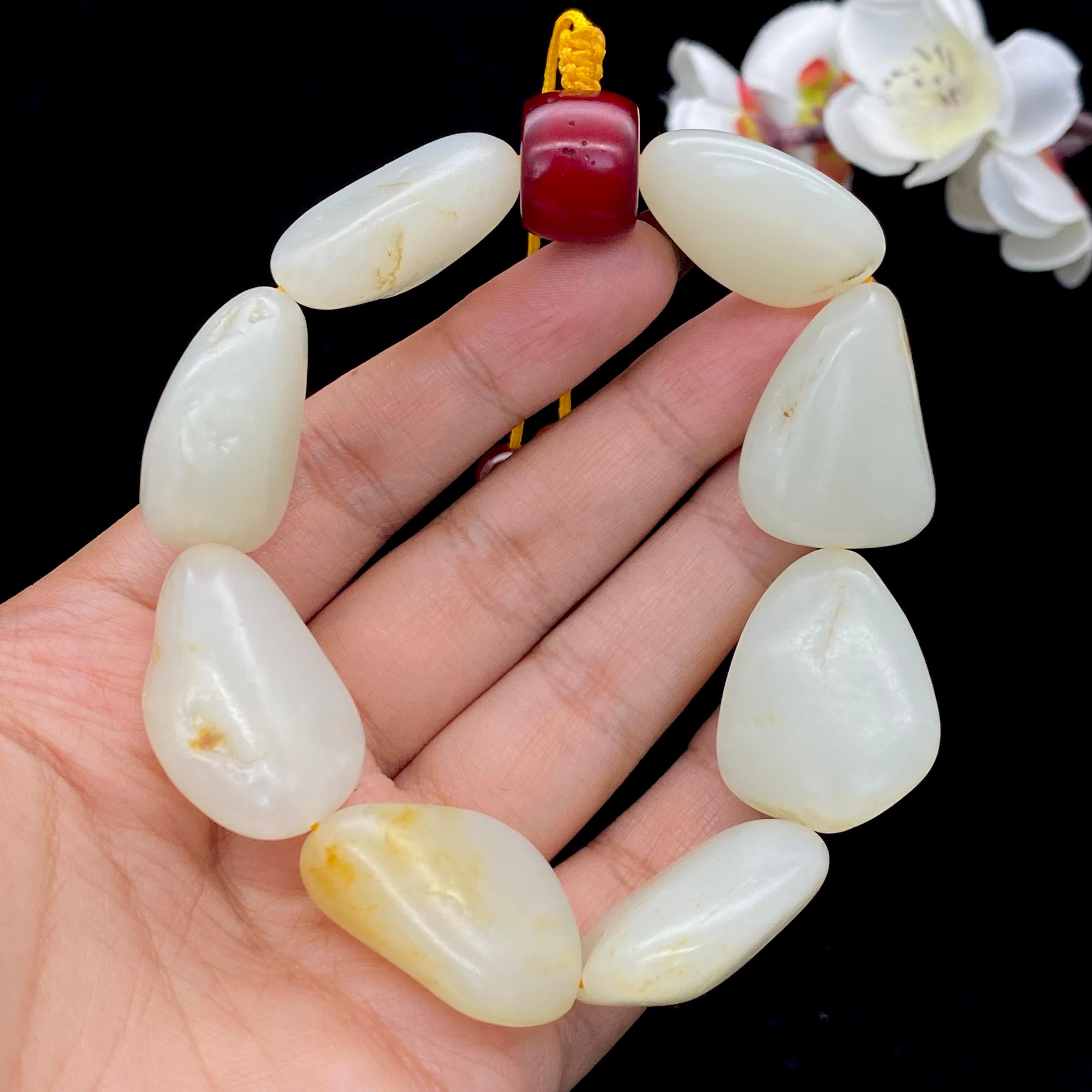 和田玉-白玉【精品手串】（101.1g） – 厚德载玉