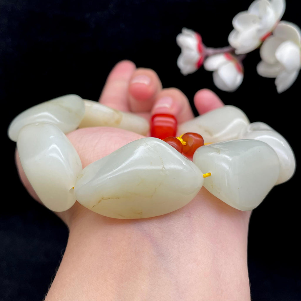 和田玉白玉籽料【精品手串】（132.1g）