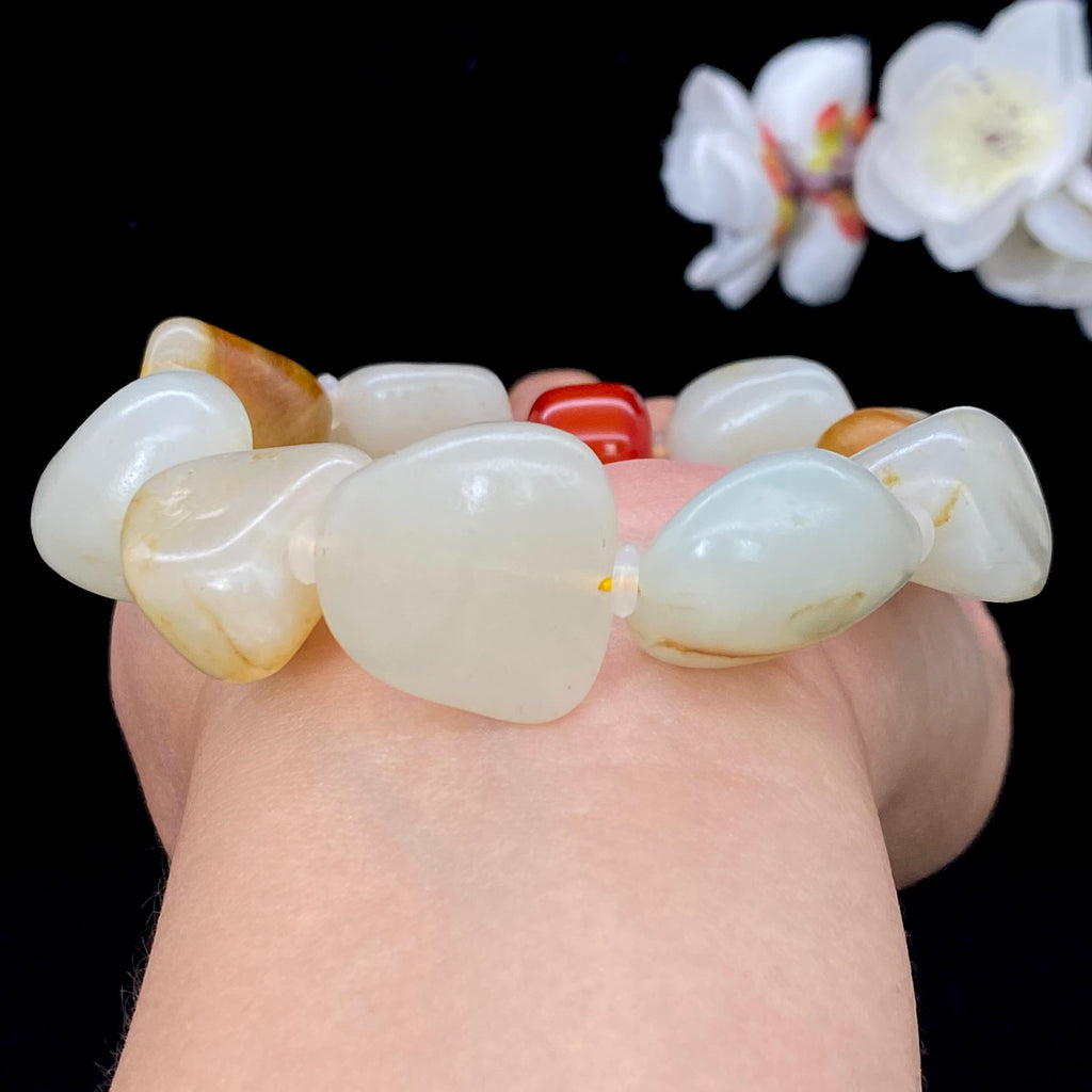 和田玉洒金皮籽料【精品手串】（93g）