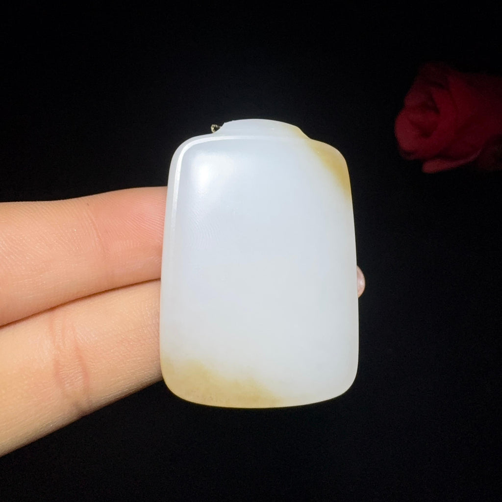 和田玉糖白玉平安无事牌（28.3g）