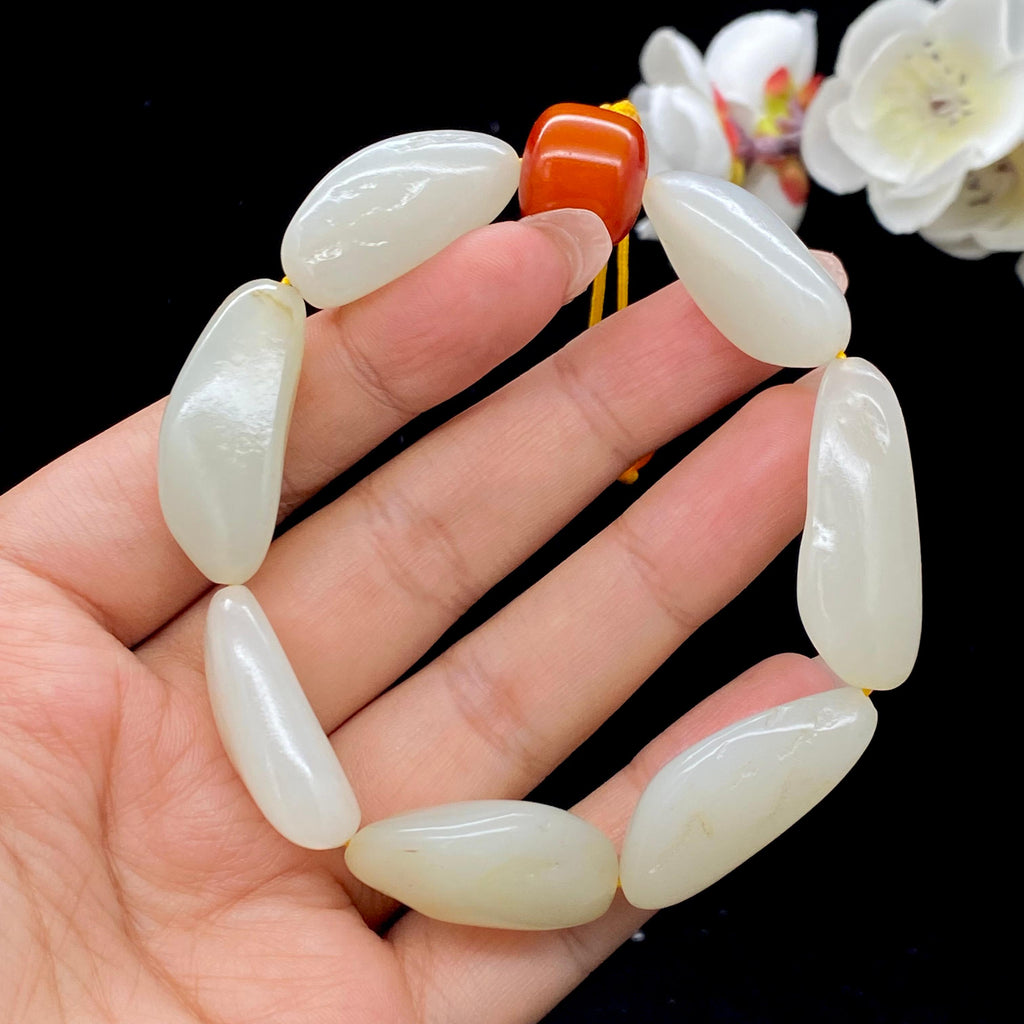 和田玉白玉籽料【精品手串】（55.5g）