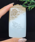 和田玉糖白羊脂玉山水龙牌（81.8g）