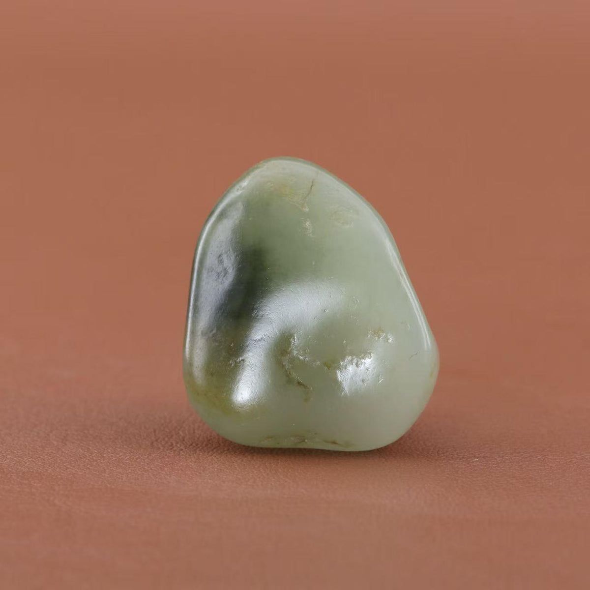 和田玉青白玉带翠籽料挂件（15.4g）