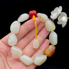和田玉白玉带黄皮籽料【精品手串】（42.4g）