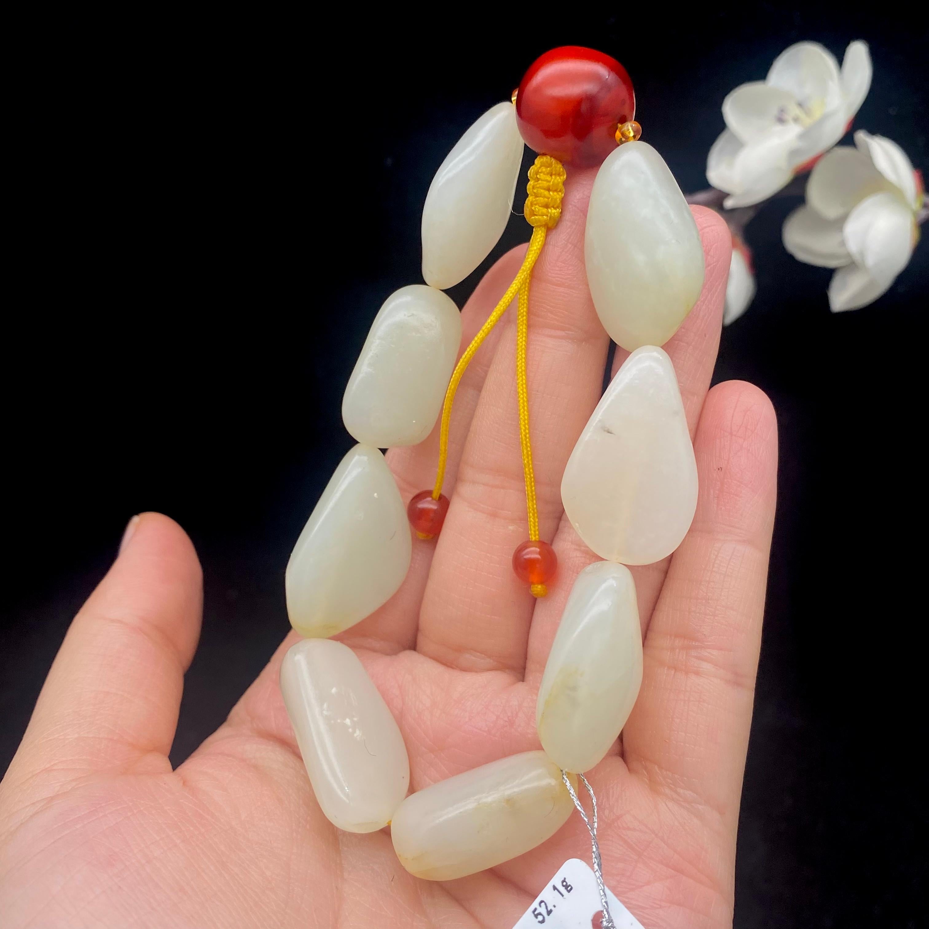 和田玉白玉籽料【精品手串】（52.1g）