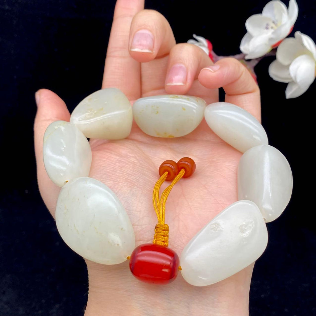和田玉洒金皮籽料【精品手串】（94.9g）