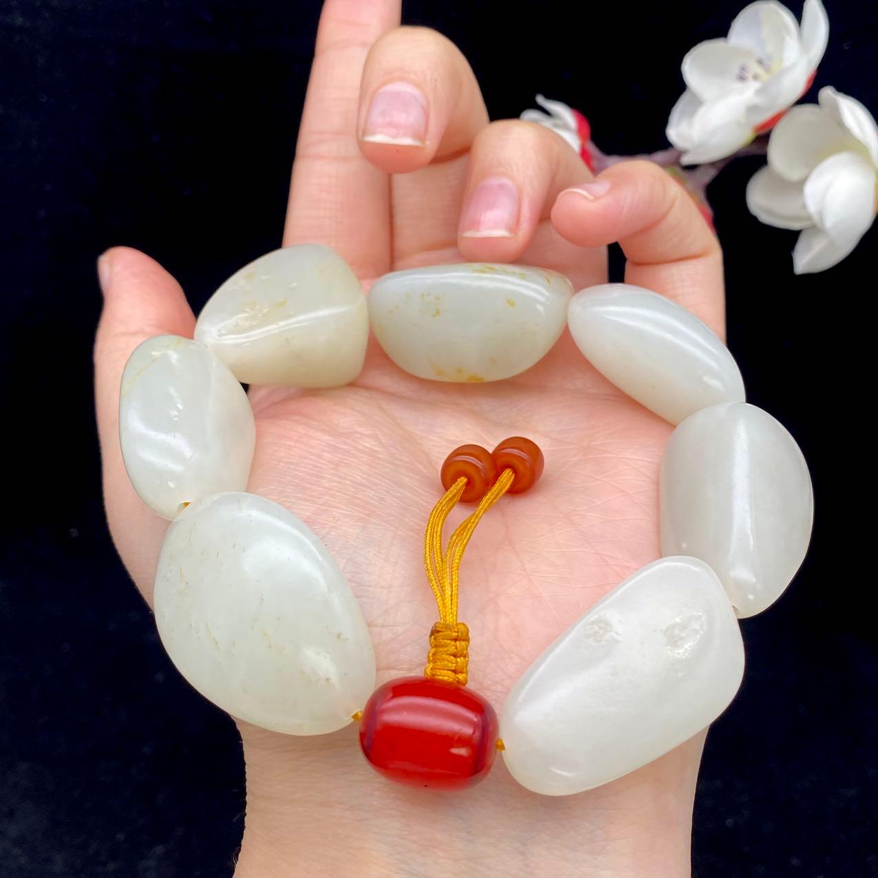 和田玉洒金皮籽料【精品手串】（94.9g）