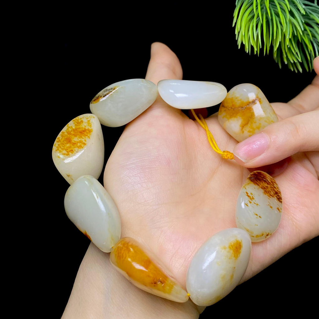 和田玉洒金皮白肉籽料手串（104.5g）